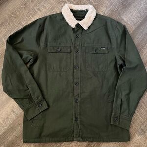 RVCA Range Faux Shearling Collar Shirt Jacket-Size Medium
